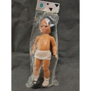 Vintage Craft Girl Doll – 13" Tall – Sealed NOS – Black Hair – Made in China